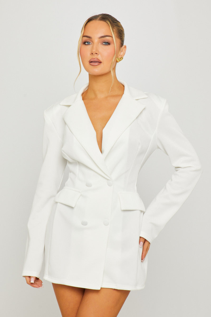 Women's White Double Breasted Blazer Dress - Carters Outlets
