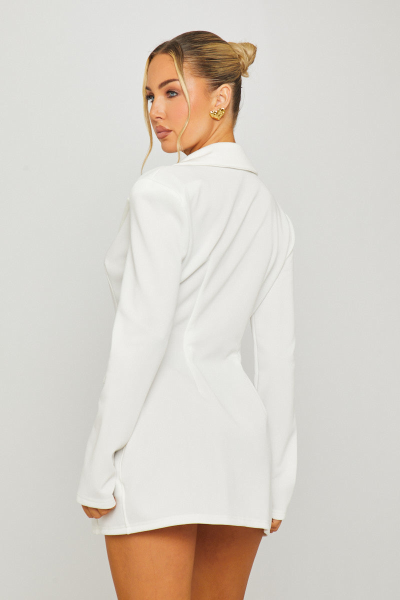 Women's White Double Breasted Blazer Dress - Carters Outlets
