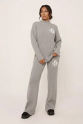 Women's Light Grey Ribbed Knit Loungewear Set with Swirl Detail - Carters Outlets